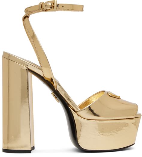 prada gold sandals heels.